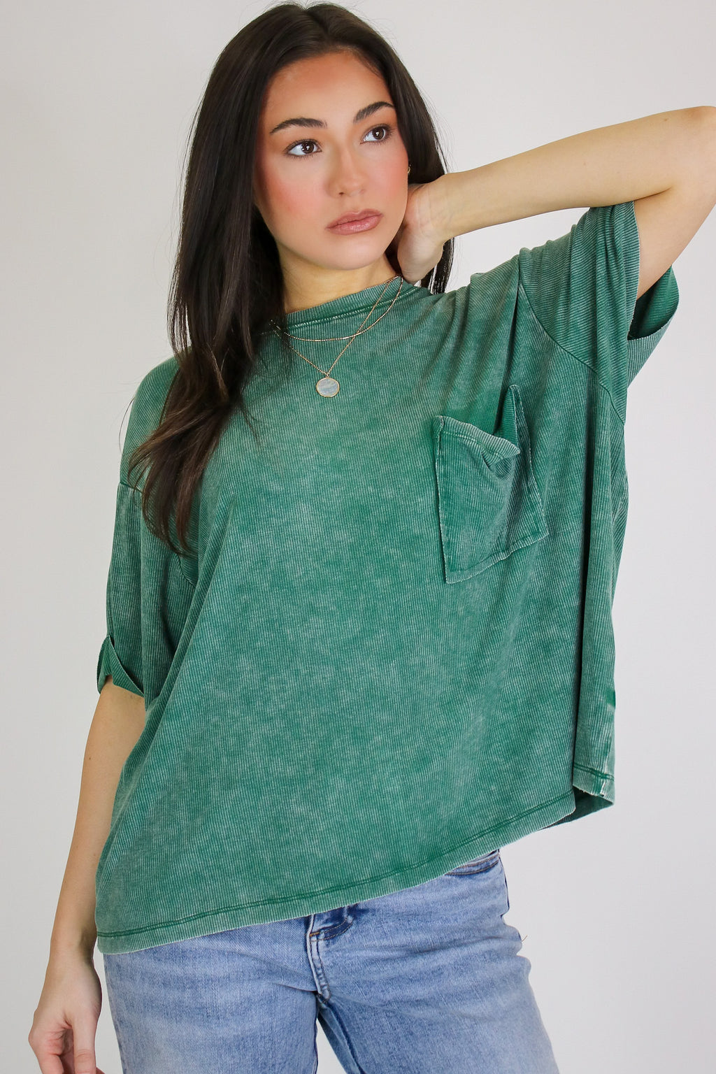 Rylee Mineral Wash Rib Knit Top