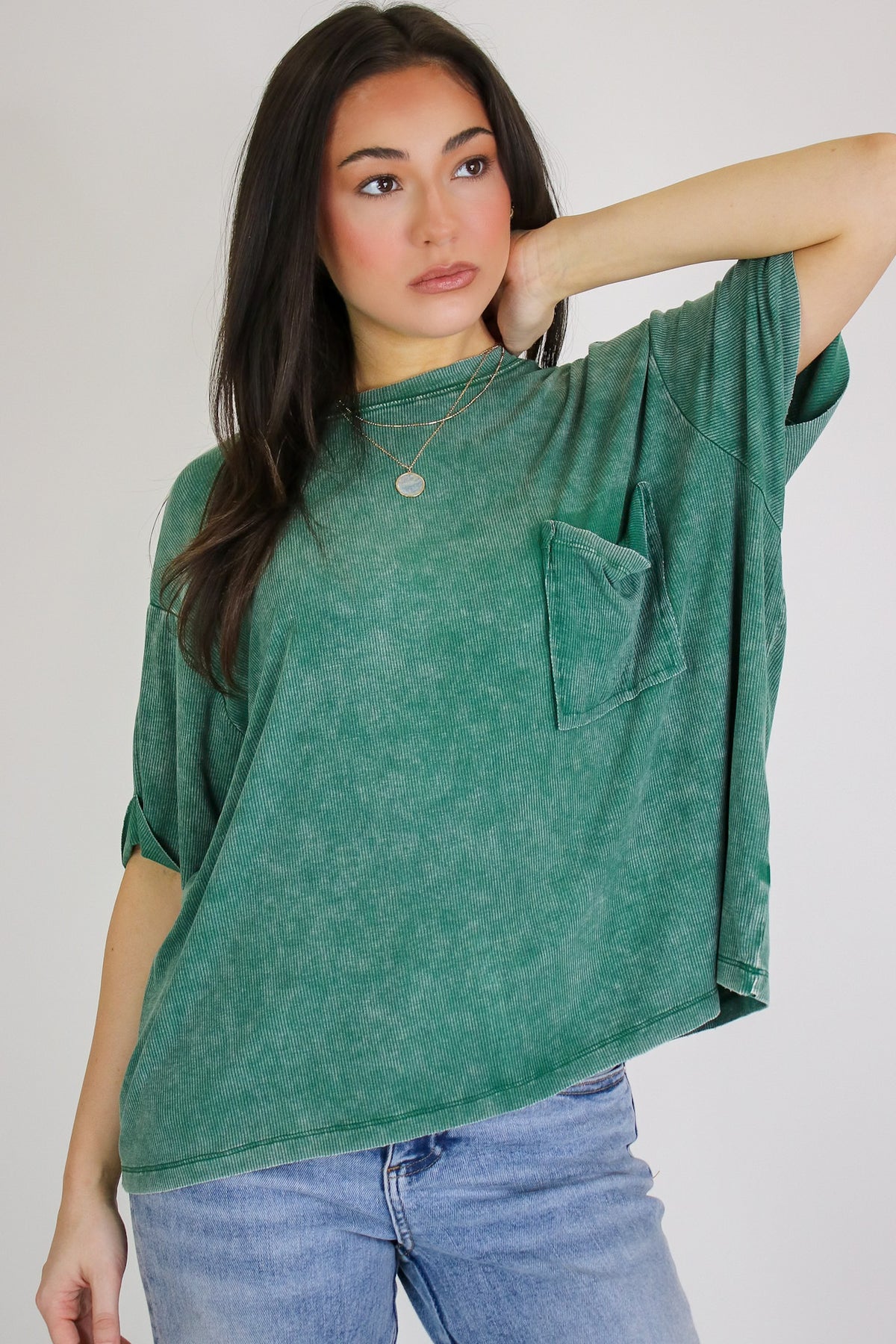 Rylee Mineral Wash Rib Knit Top