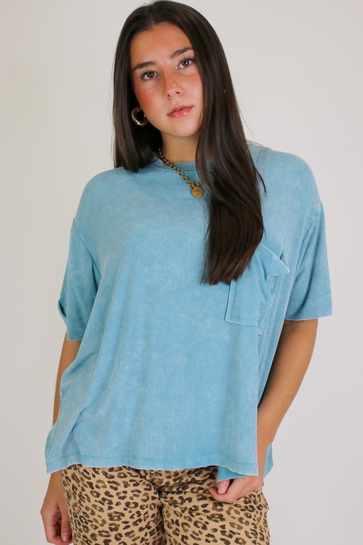 Rylee Mineral Wash Rib Knit Top