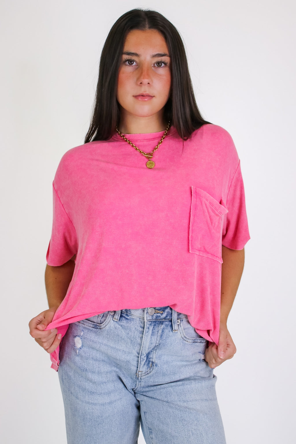 Rylee Mineral Wash Rib Knit Top