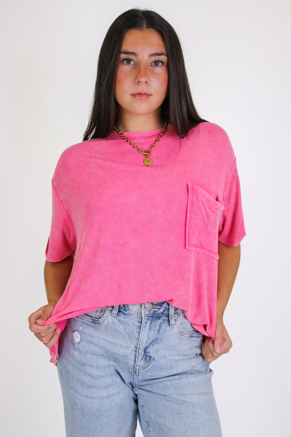 Rylee Mineral Wash Rib Knit Top