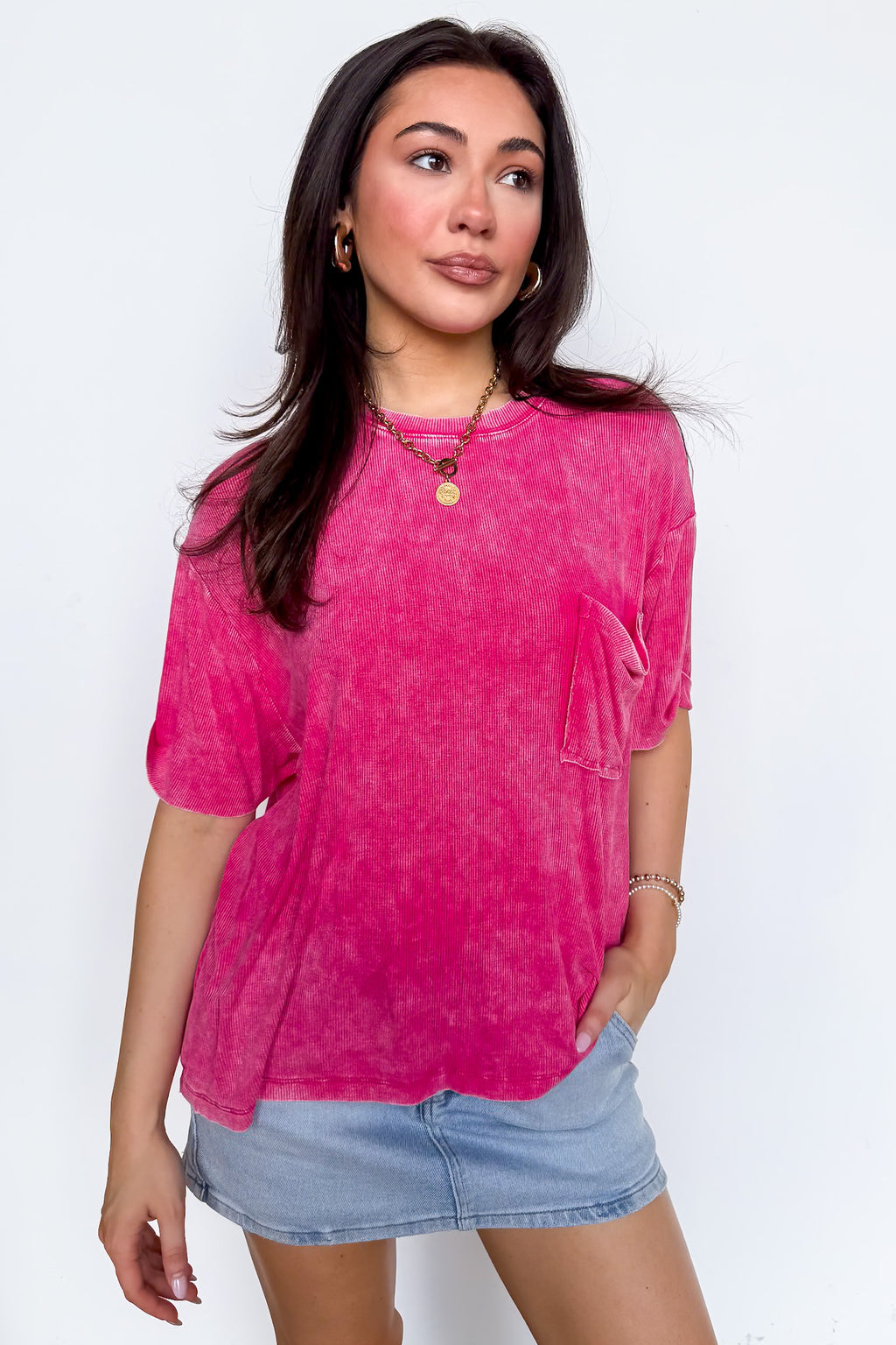 Rylee Mineral Wash Rib Knit Top