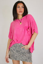 Hot Pink / SM Rylee Mineral Wash Rib Knit Top - Madison and Mallory