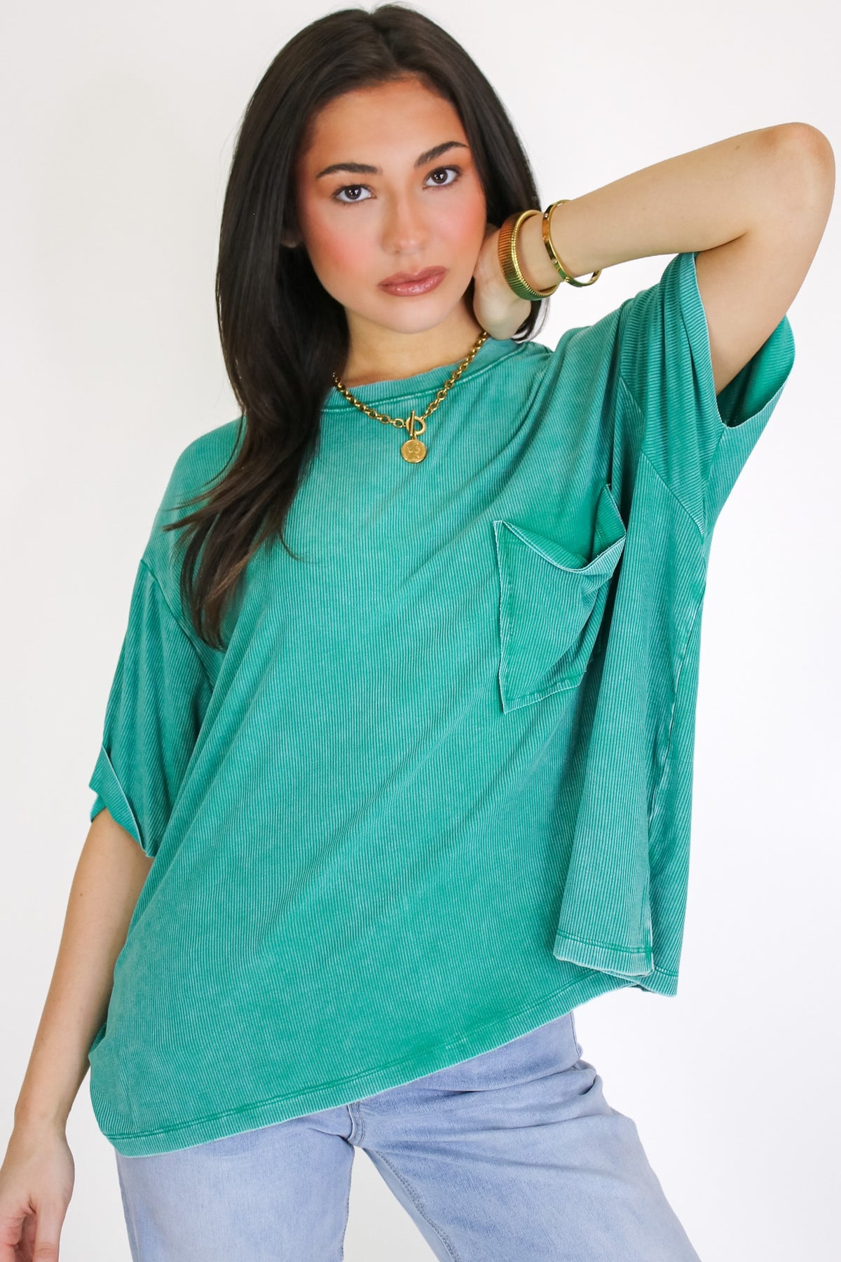 Rylee Mineral Wash Rib Knit Top