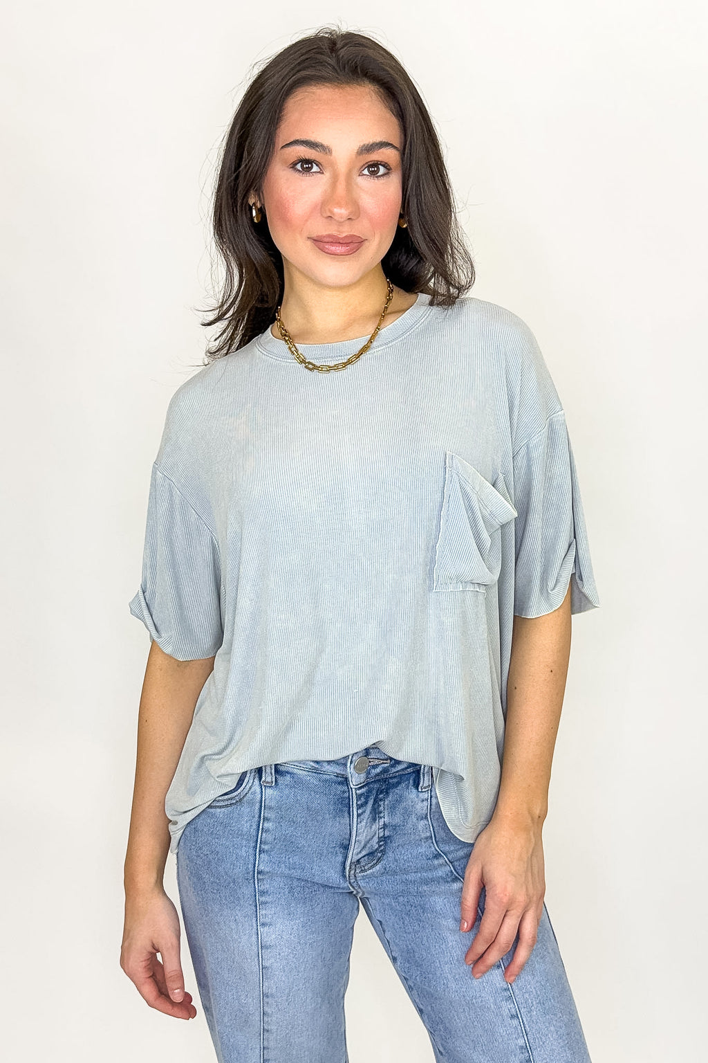 Rylee Mineral Wash Rib Knit Top