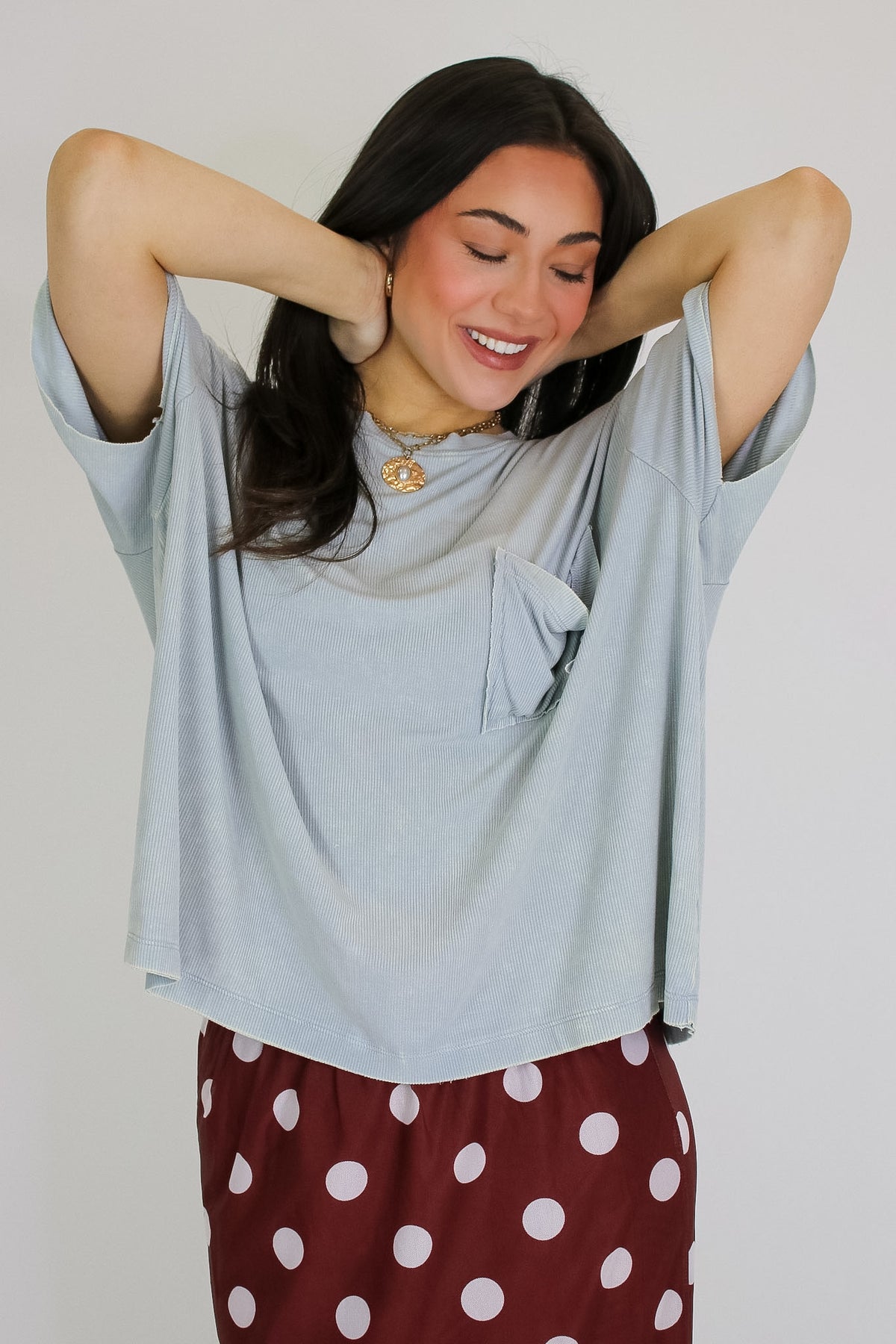 Rylee Mineral Wash Rib Knit Top