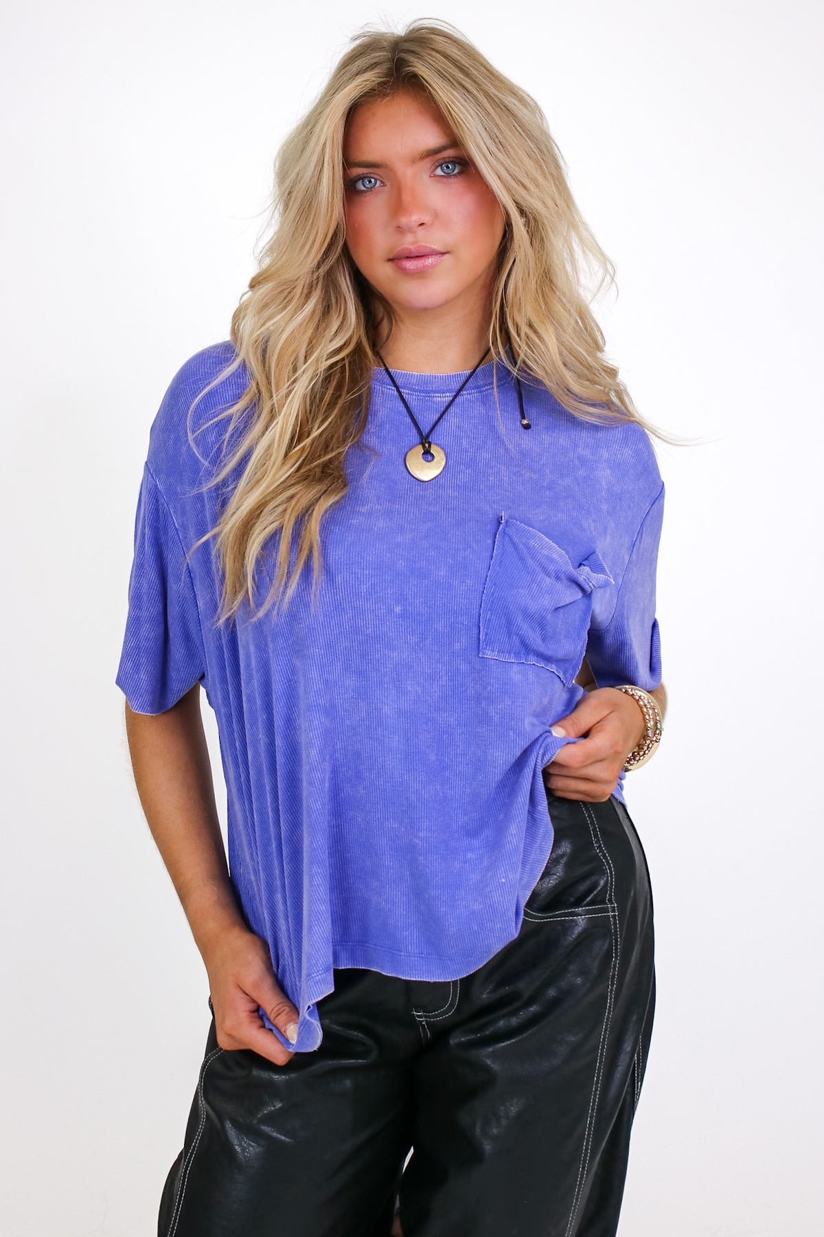 Rylee Mineral Wash Rib Knit Top