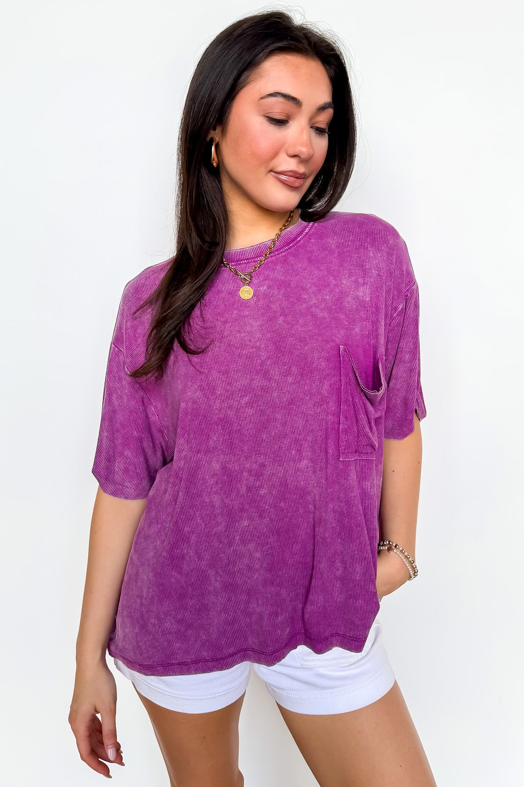 Rylee Mineral Wash Rib Knit Top