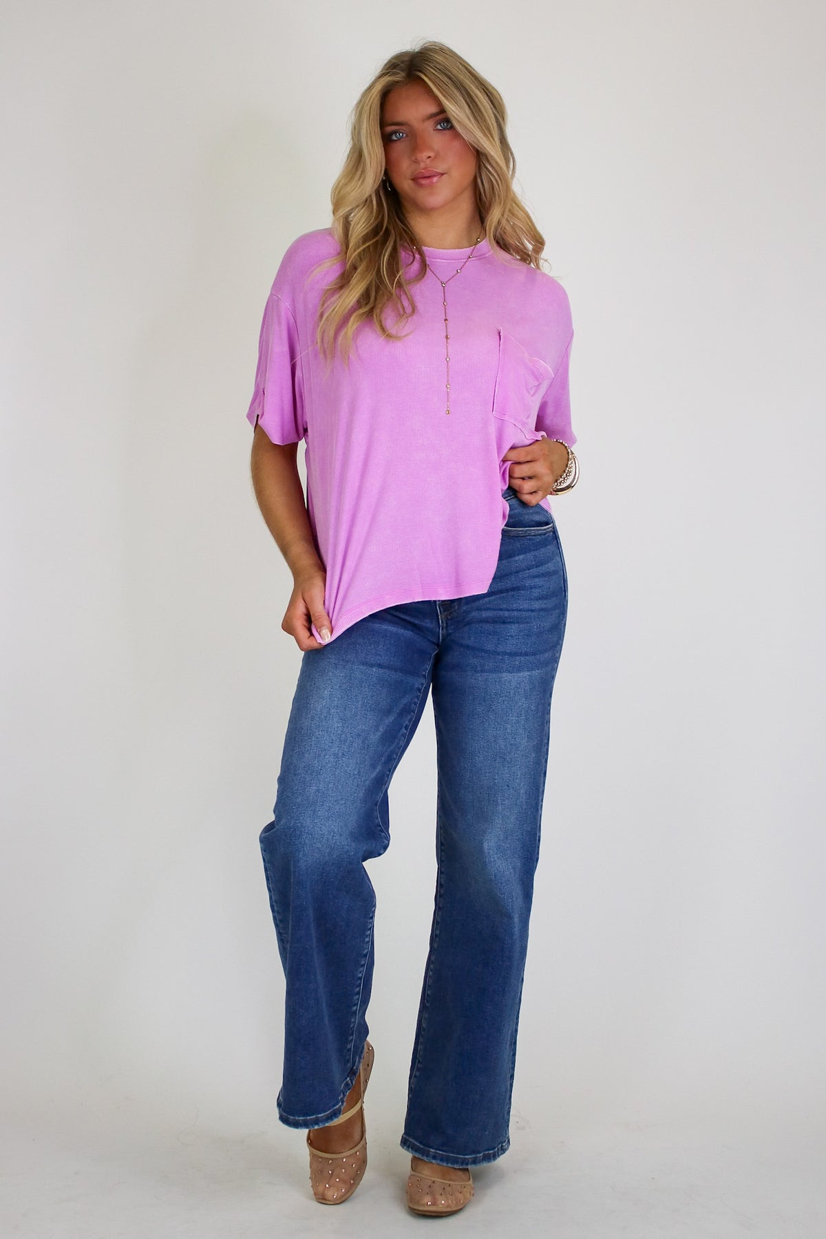 Rylee Mineral Wash Rib Knit Top