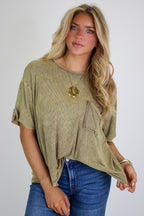 Rylee Mineral Wash Rib Knit Top