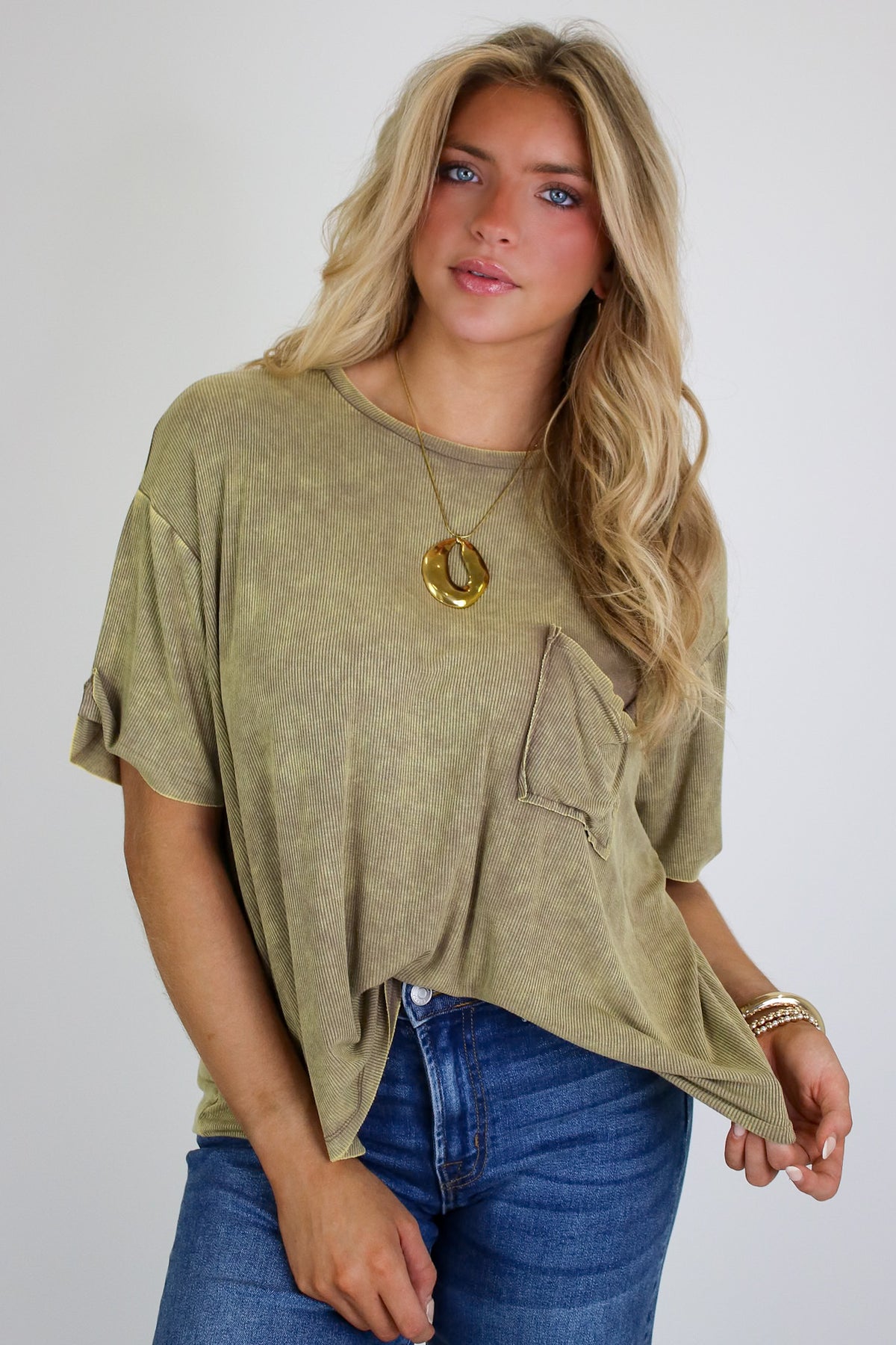 Rylee Mineral Wash Rib Knit Top