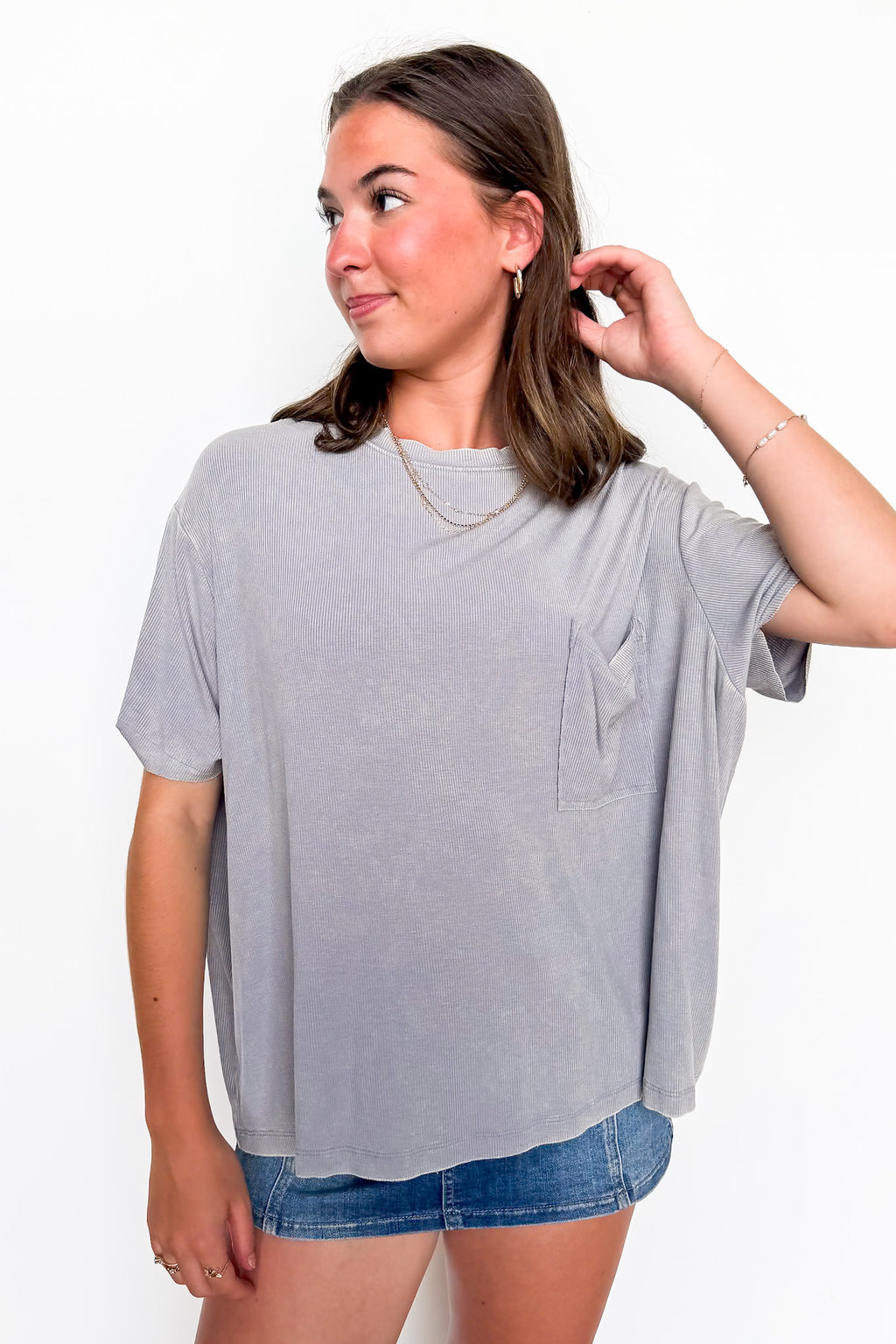 Rylee Mineral Wash Rib Knit Top