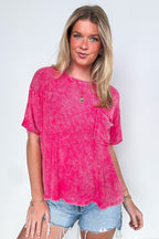 Rylee Mineral Wash Rib Knit Relaxed Pocket Top - BACK IN STOCK - Madison and Mallory