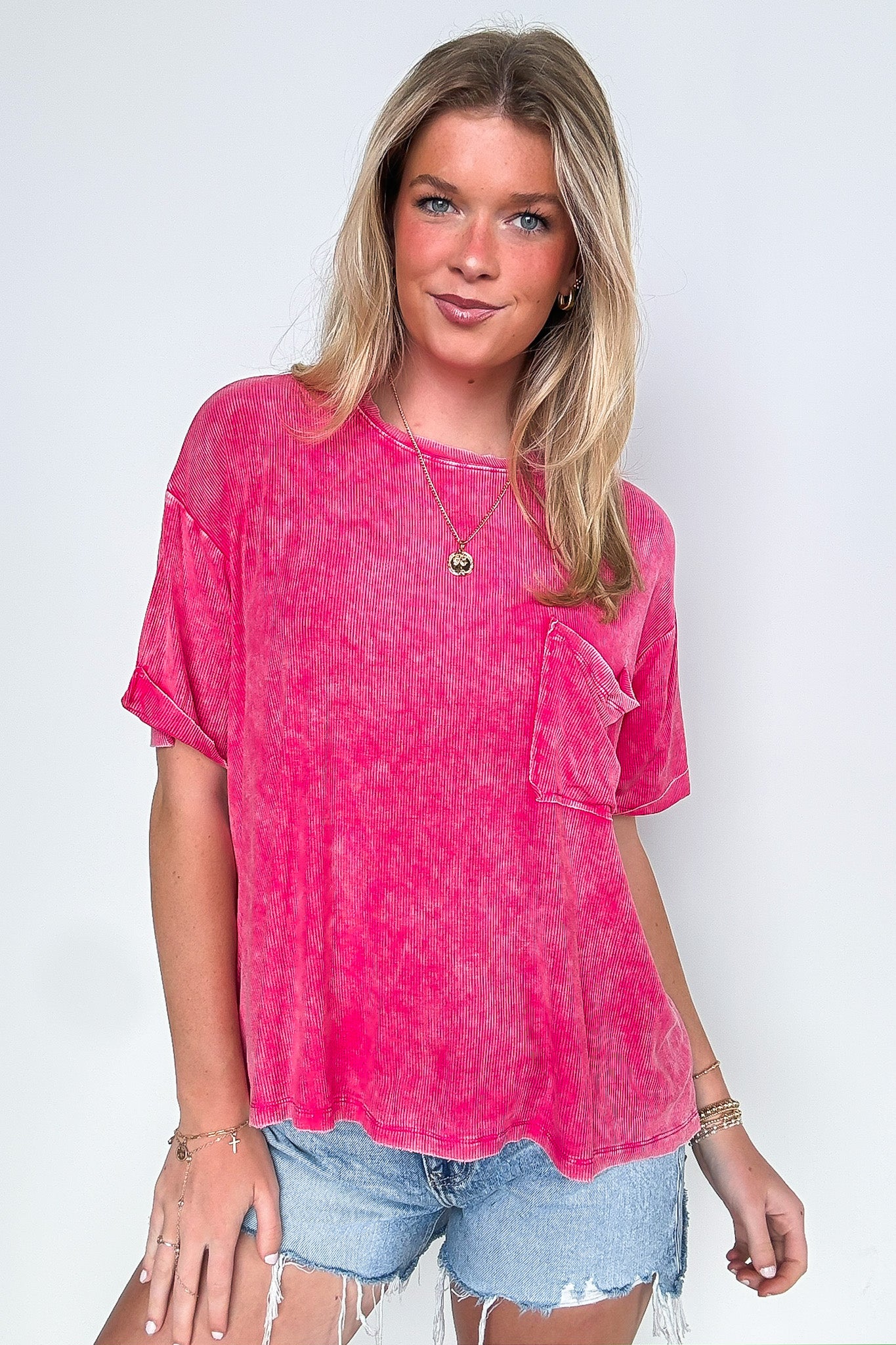Rylee Mineral Wash Rib Knit Relaxed Pocket Top - BACK IN STOCK - Madison and Mallory
