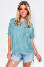Rylee Mineral Wash Ribbed Relaxed Pocket Top - BACK IN STOCK - Madison and Mallory