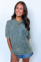 Rylee Mineral Wash Rib Knit Top