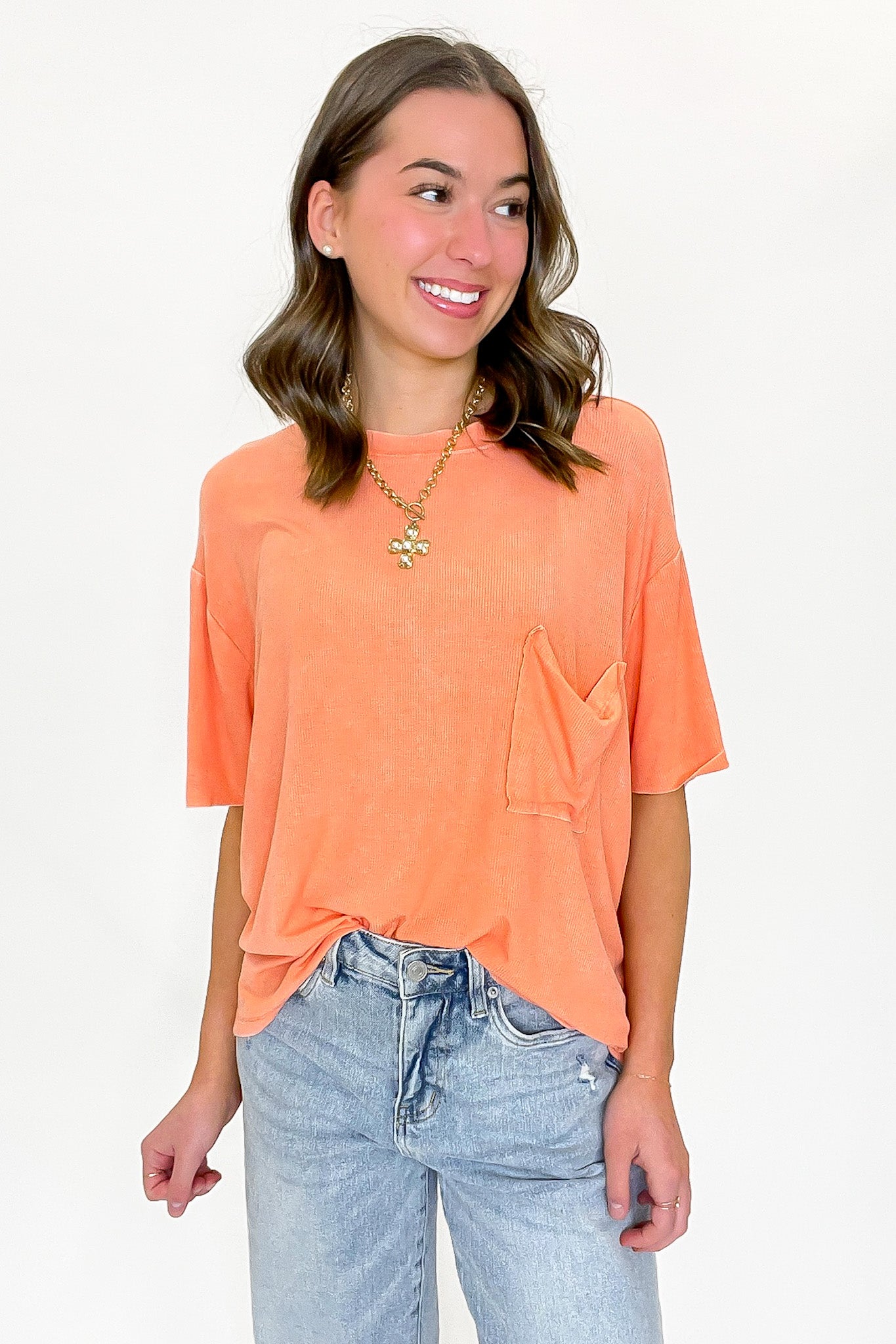 Rylee Mineral Wash Ribbed Relaxed Pocket Top - BACK IN STOCK