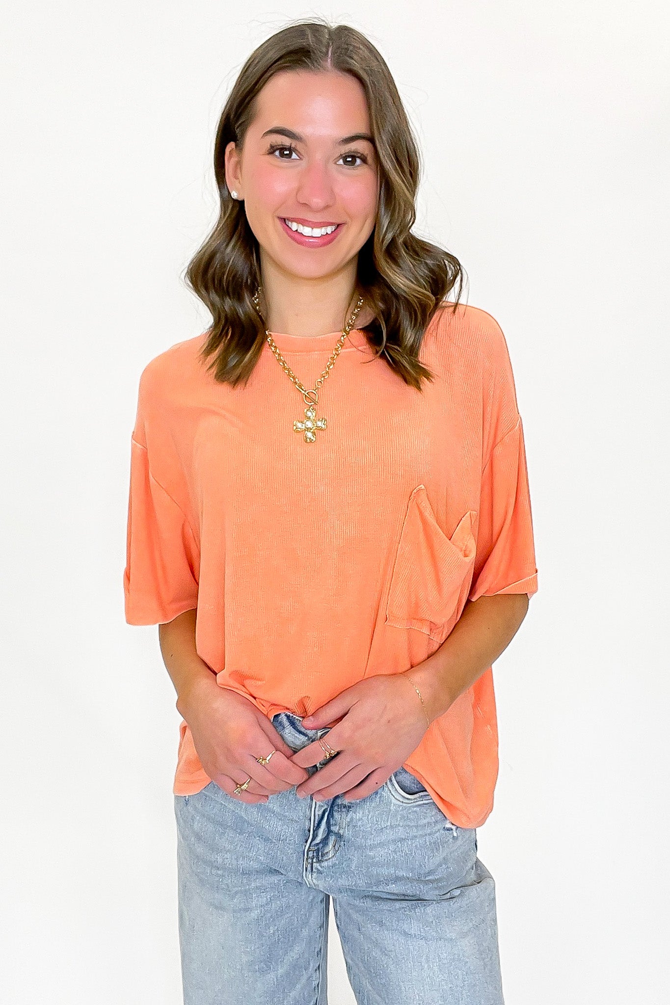 Rylee Mineral Wash Ribbed Relaxed Pocket Top - BACK IN STOCK