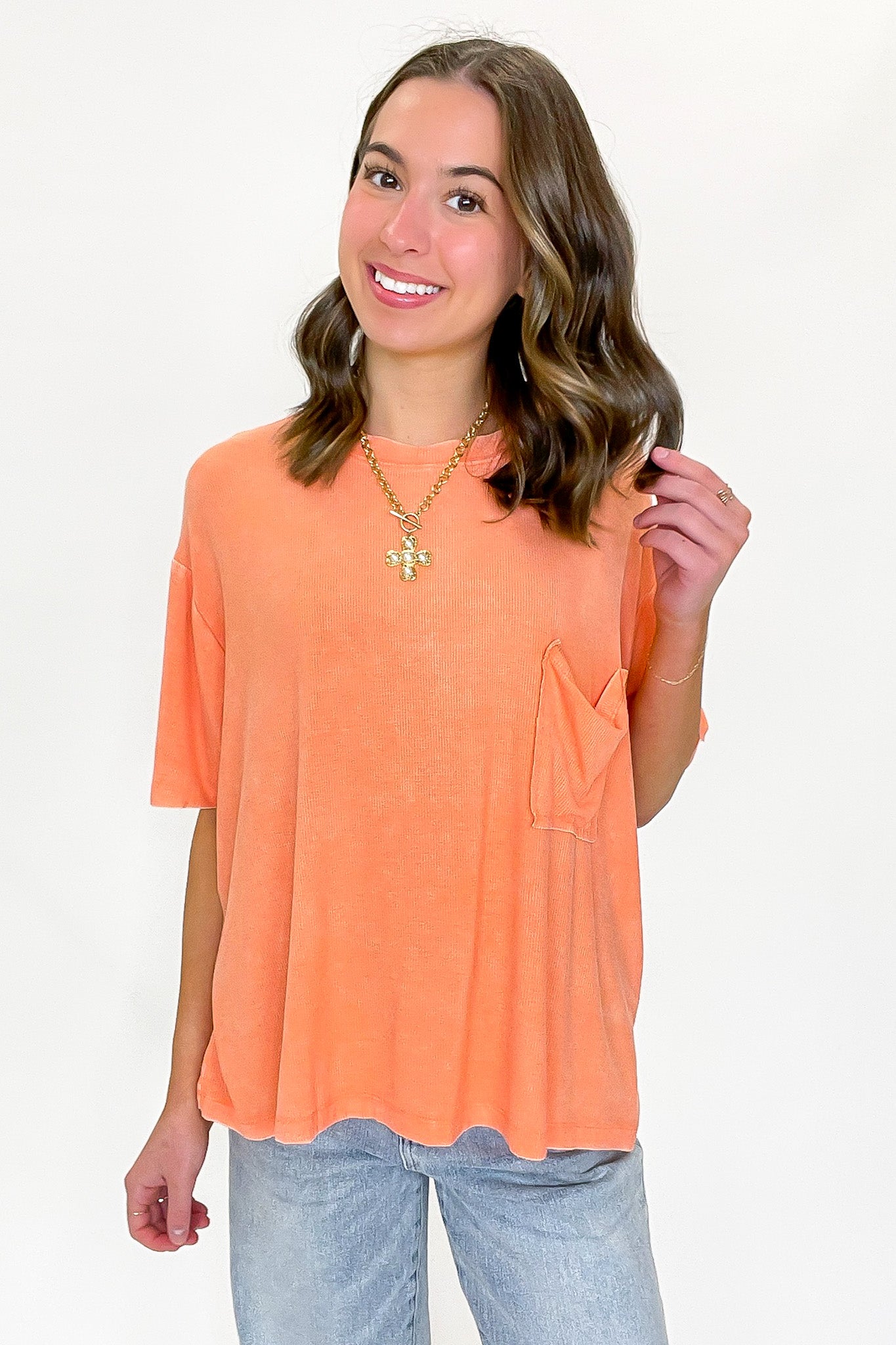 Rylee Mineral Wash Ribbed Relaxed Pocket Top - BACK IN STOCK