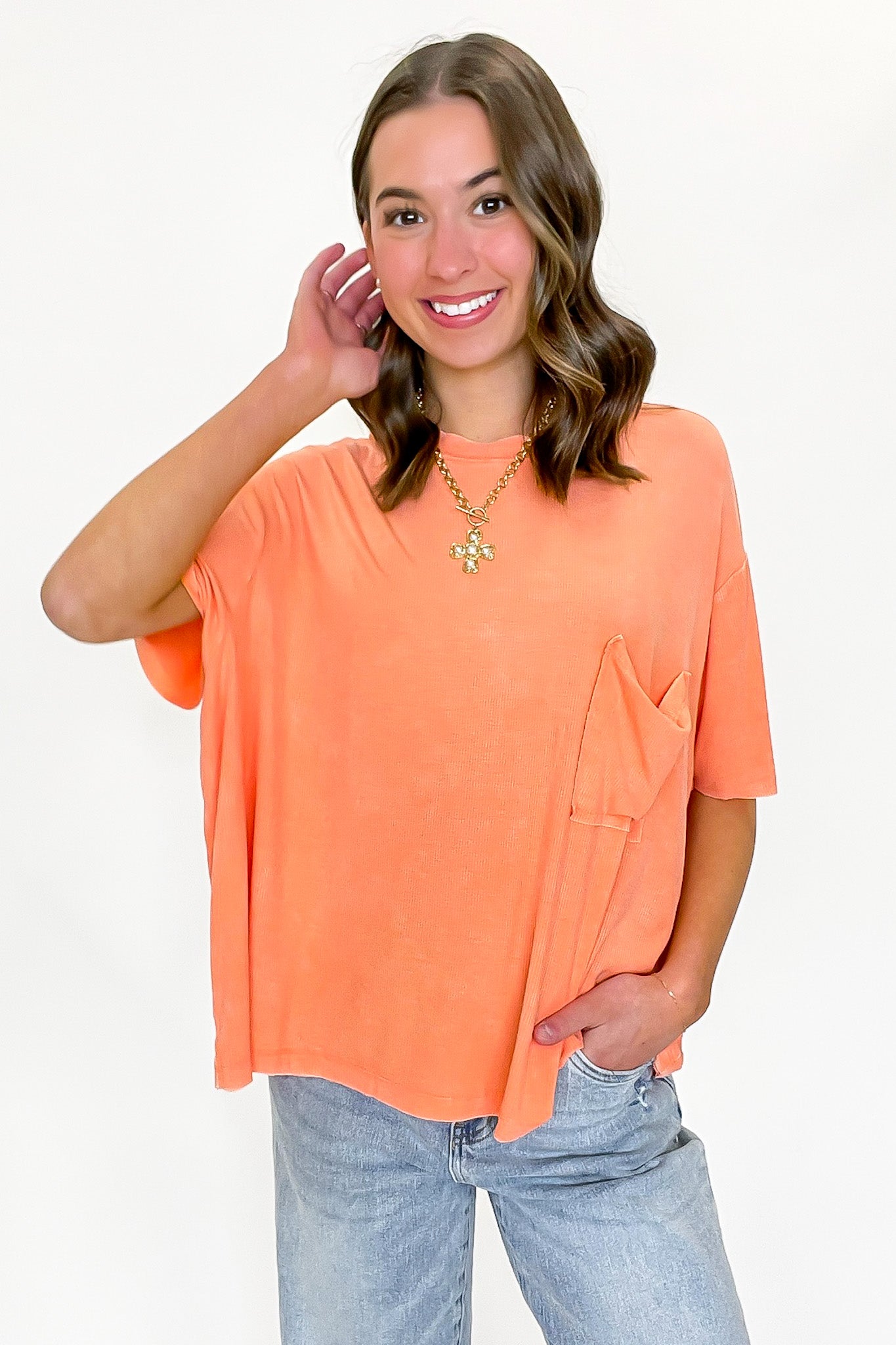 Rylee Mineral Wash Ribbed Relaxed Pocket Top - BACK IN STOCK - Madison and Mallory