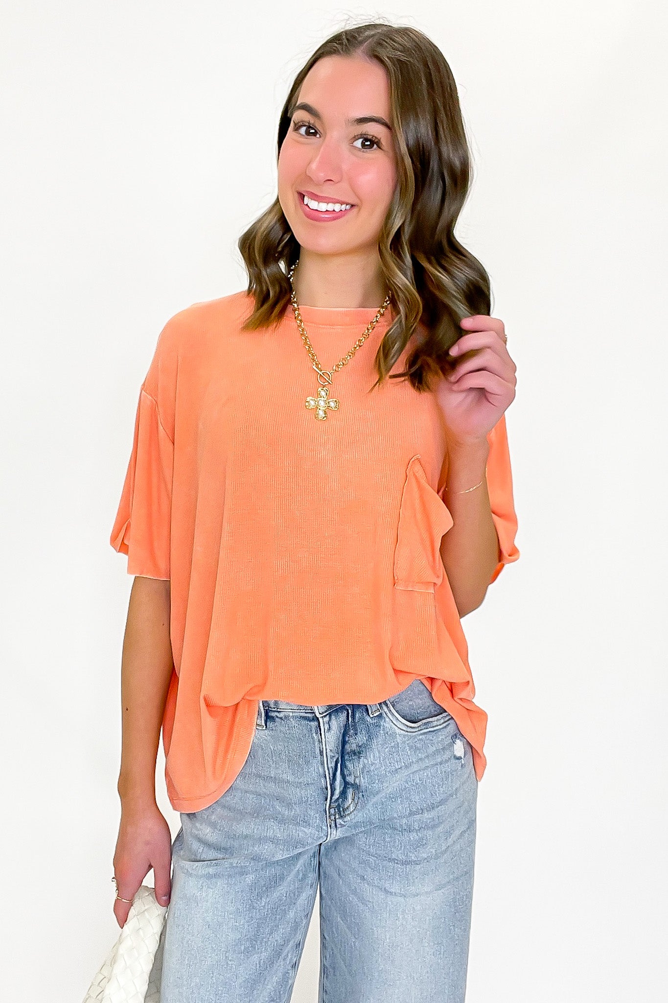 Rylee Mineral Wash Ribbed Relaxed Pocket Top - BACK IN STOCK