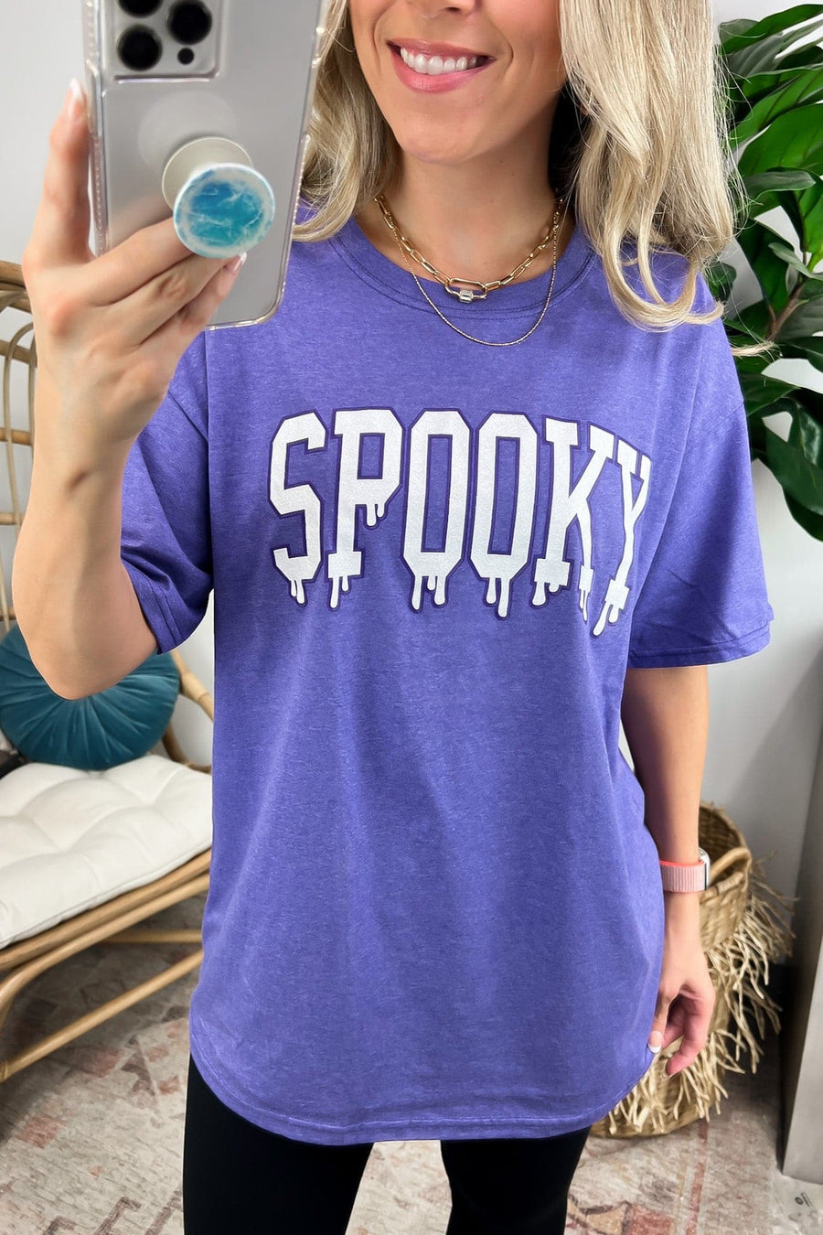 S / Vintage Heather Purple SPOOKY Melting Graphic Tee - Madison and Mallory