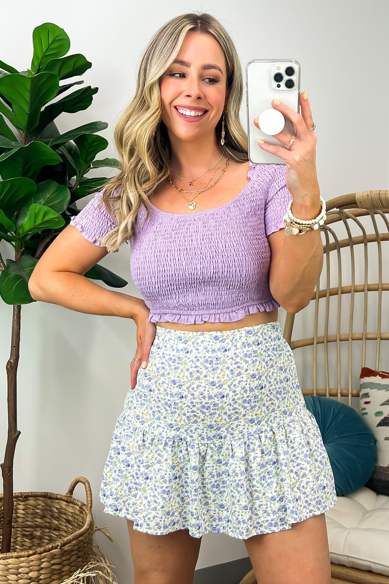 Lilac / S Sabrine Ditsy Floral Skort - FINAL SALE - Madison and Mallory