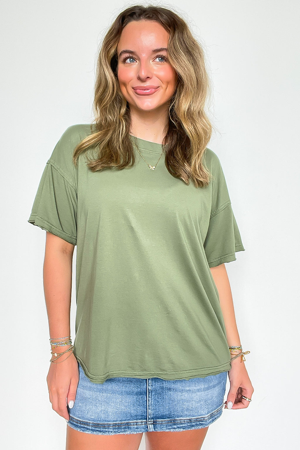 Olive / S Sadie Washed Relaxed Fit Top - Madison and Mallory