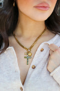 Sage Cross Charm Necklace