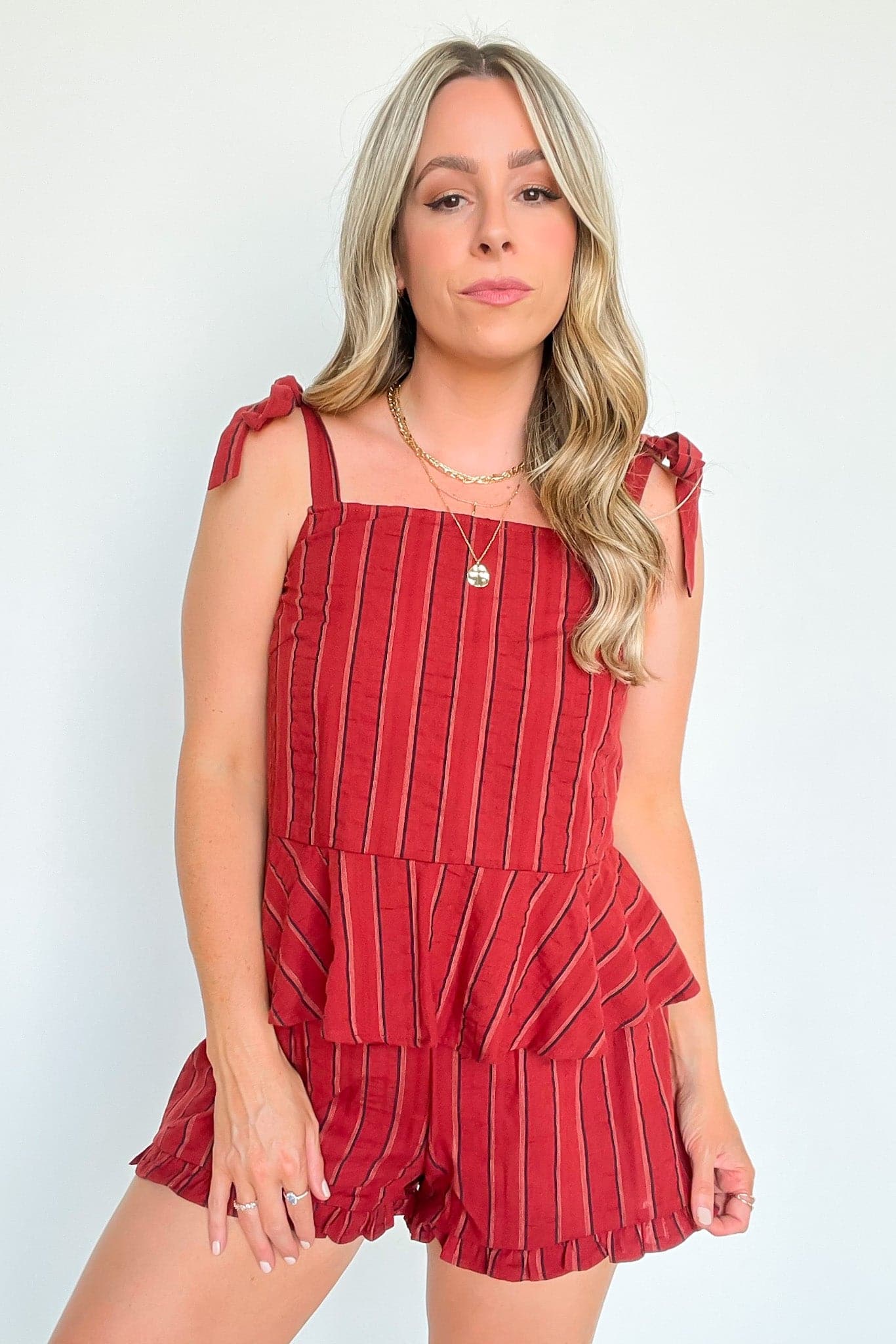  Sail West Striped Ruffle Shorts - FINAL SALE - Madison and Mallory