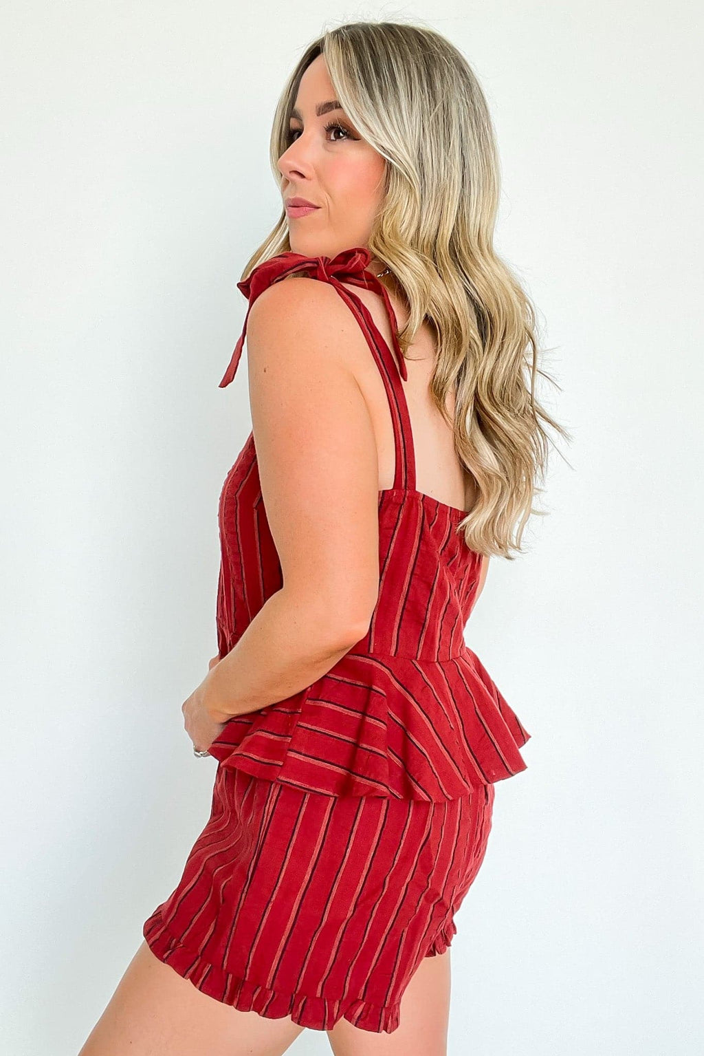  Sail West Striped Ruffle Shorts - FINAL SALE - Madison and Mallory