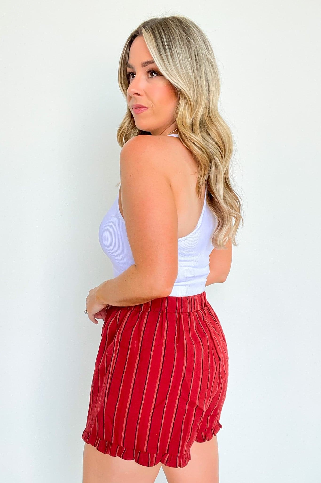  Sail West Striped Ruffle Shorts - FINAL SALE - Madison and Mallory