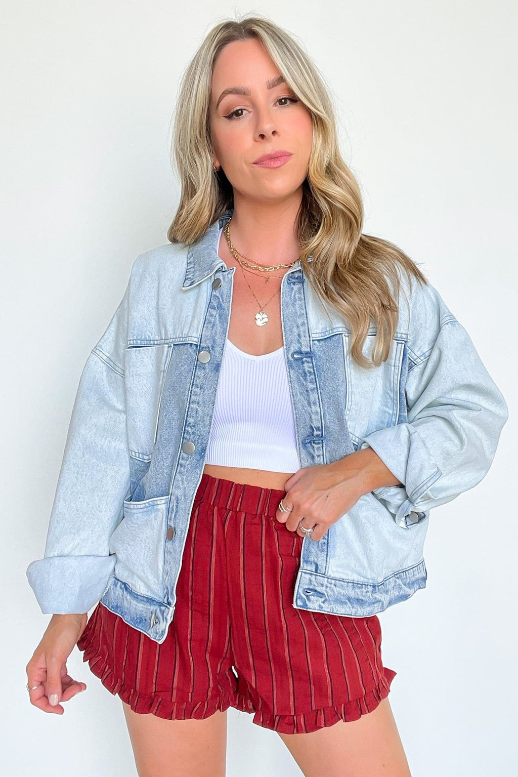  Sail West Striped Ruffle Shorts - FINAL SALE - Madison and Mallory