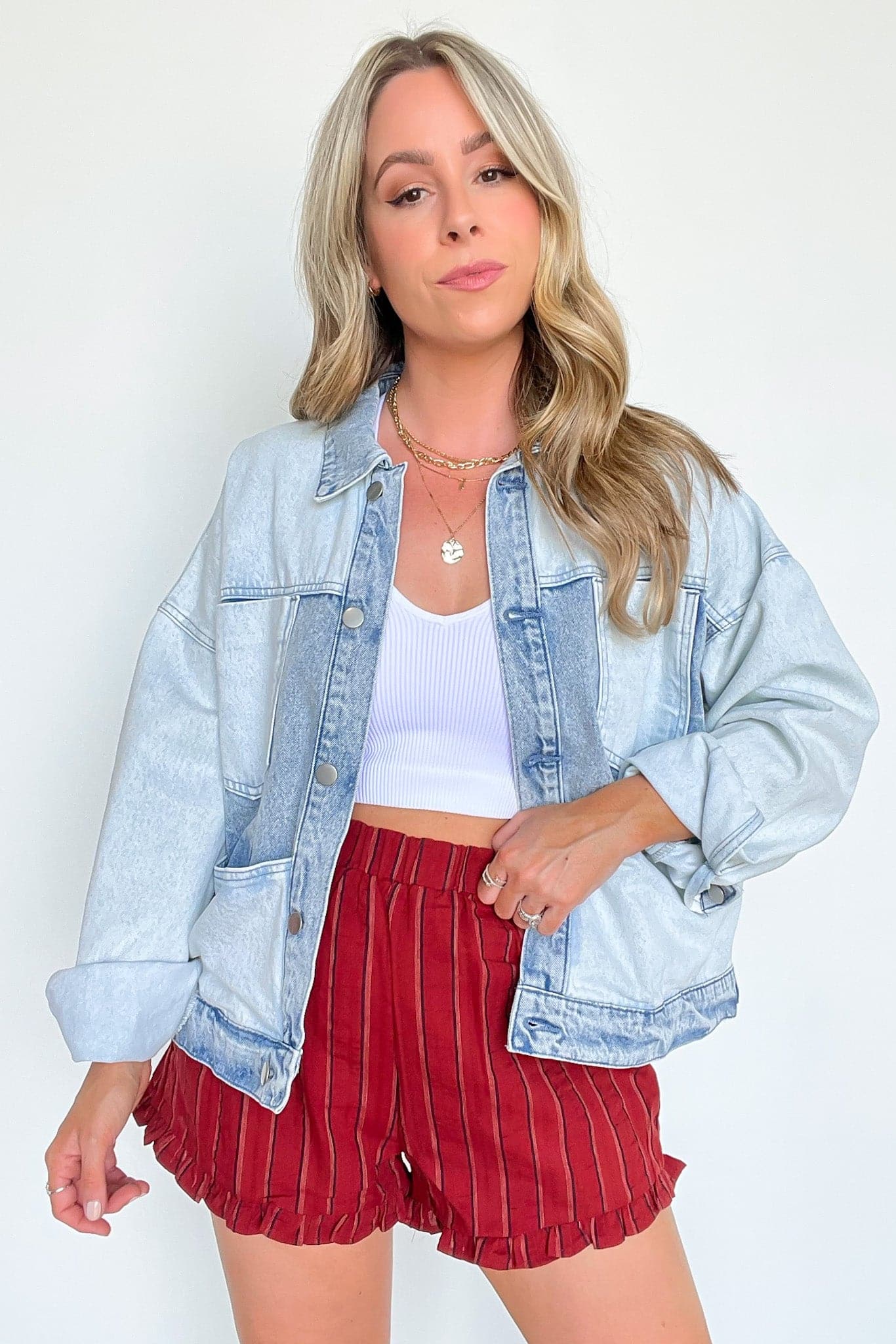  Sail West Striped Ruffle Shorts - FINAL SALE - Madison and Mallory