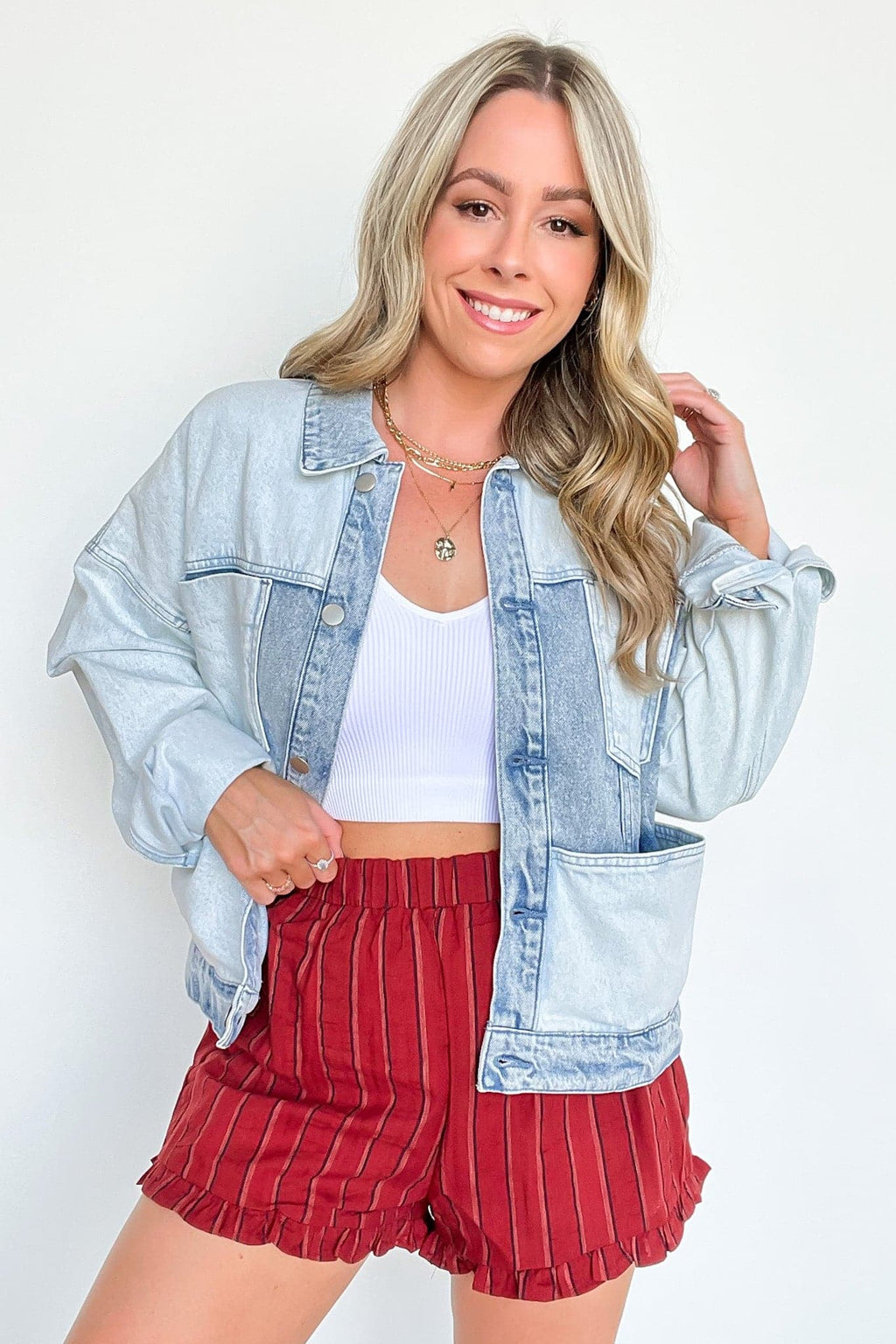  Sail West Striped Ruffle Shorts - FINAL SALE - Madison and Mallory