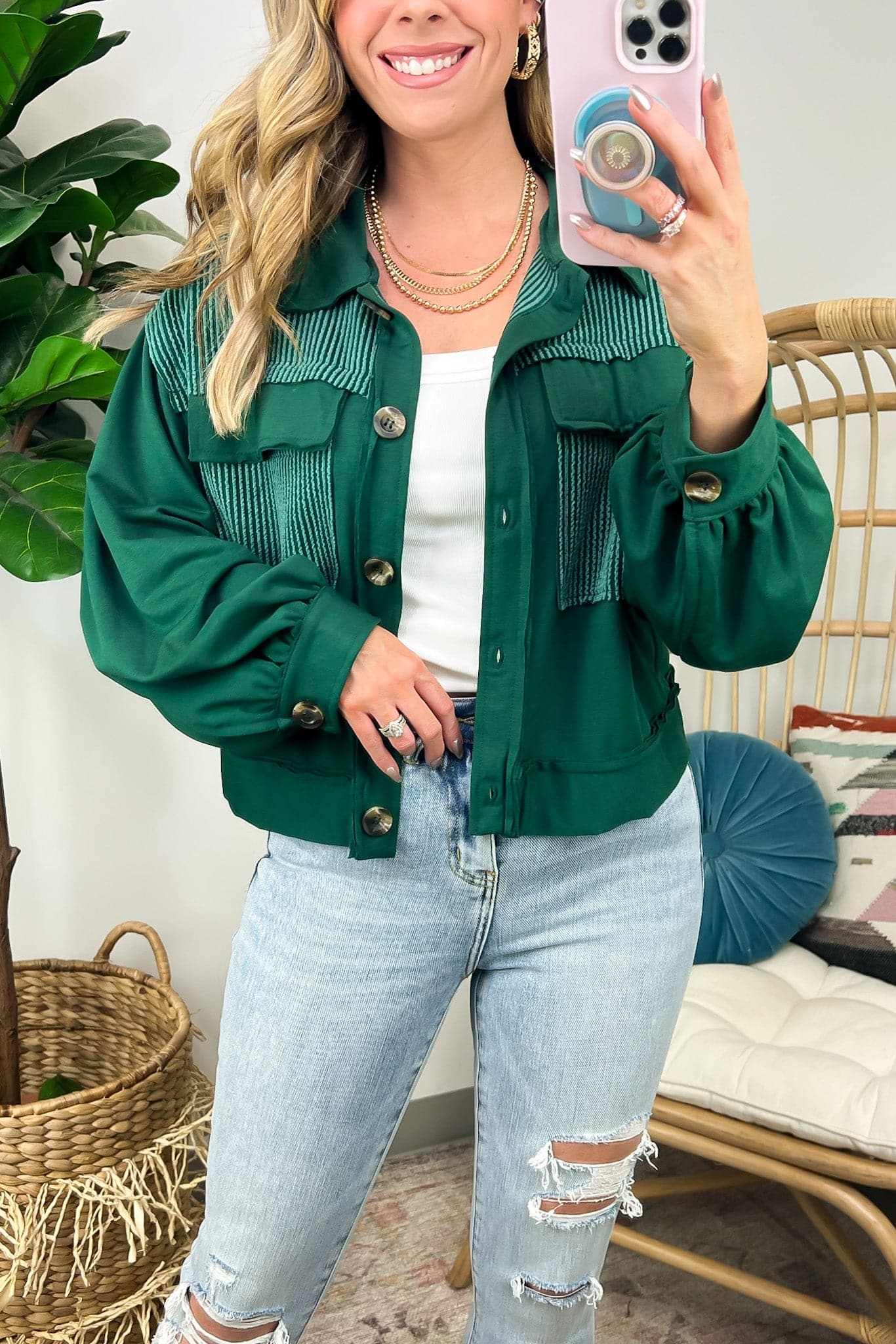  Saleigh Oversized Crop Rib Shacket - BACK IN STOCK - Madison and Mallory