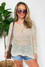 Salt Air Open Crochet Sweater - FINAL SALE - Madison and Mallory