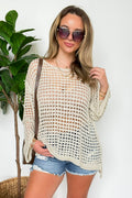 Natural / S Salt Air Open Crochet Sweater - FINAL SALE - Madison and Mallory