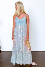 Sapphire Skies Floral Crochet Maxi Dress - Madison and Mallory