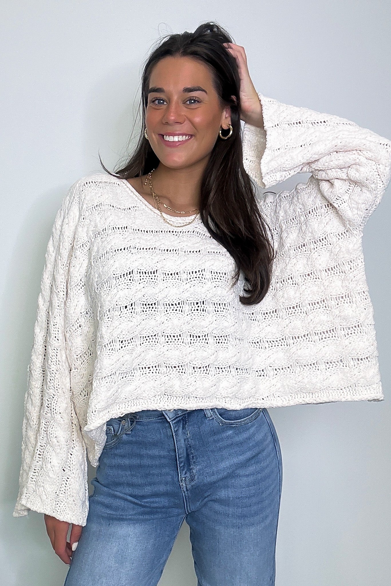  Sara Bell Sleeve Chenille Knit Sweater - Madison and Mallory