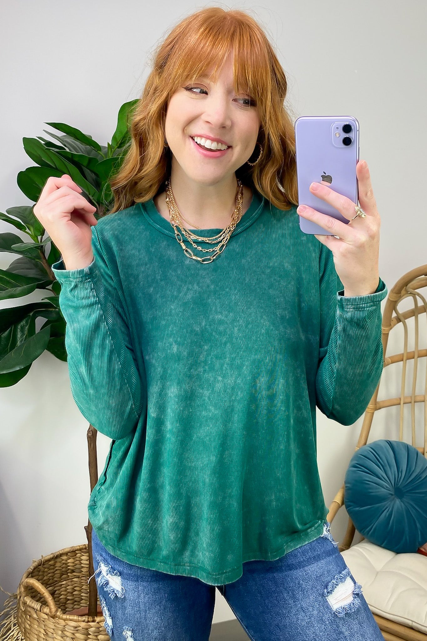  Sarinah Washed Ribbed Scoop Neck Top - Madison and Mallory