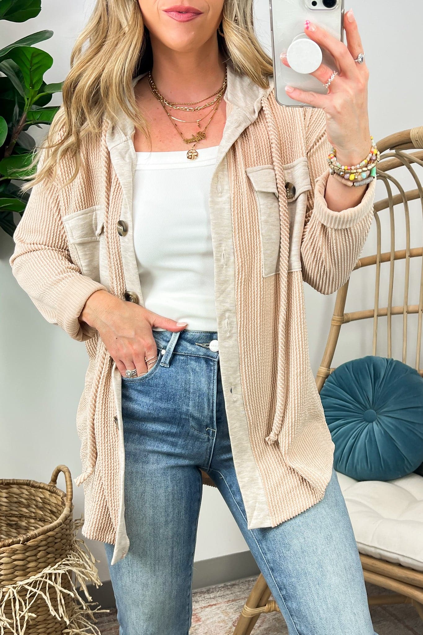  Saturday Satisfaction Ribbed Hooded Shacket - BACK IN STOCK - Madison and Mallory