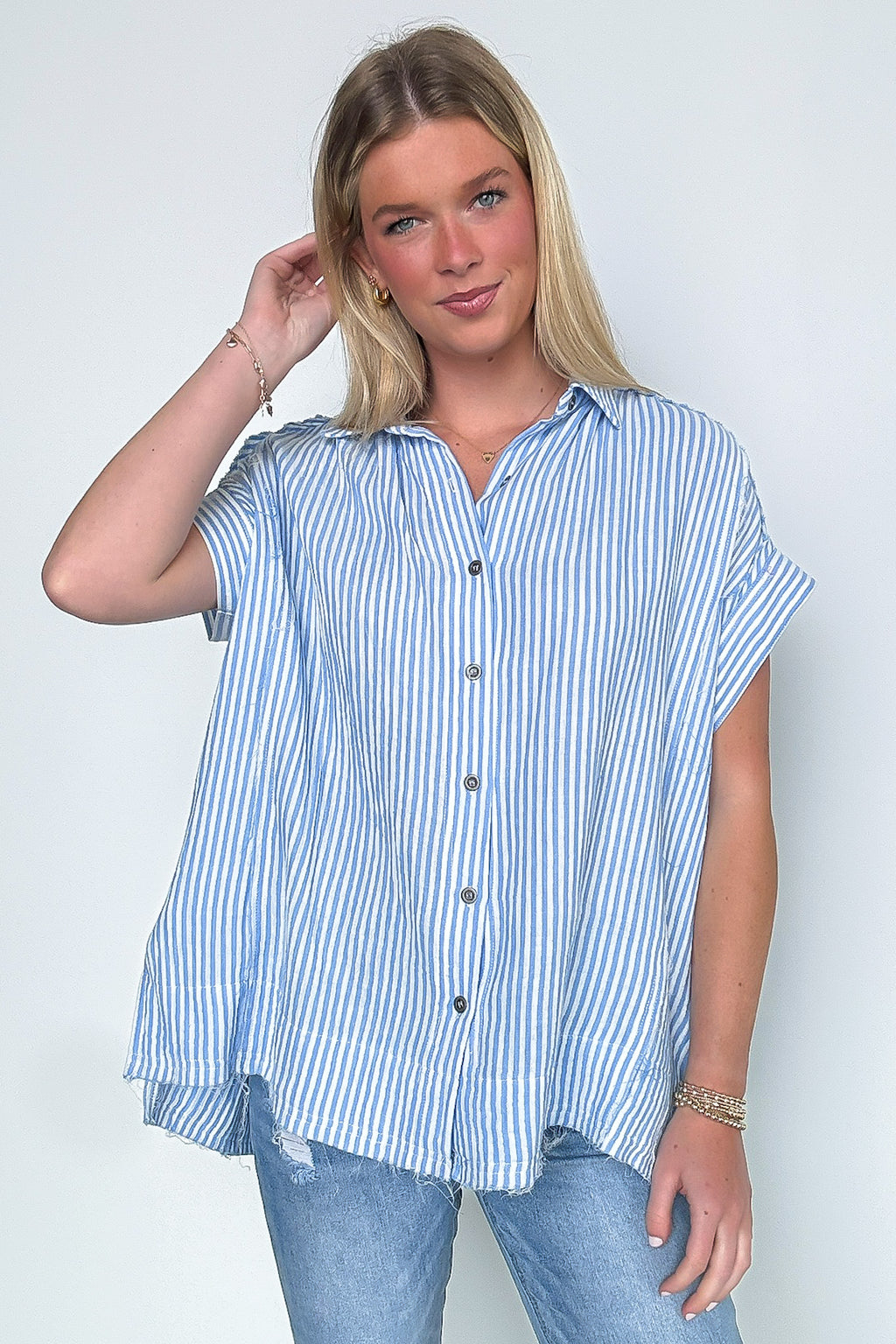 Savani Button Down Striped Top - Madison and Mallory