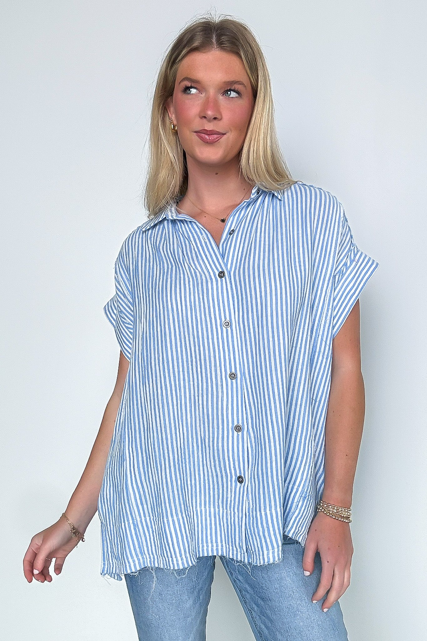 Savani Button Down Striped Top - Madison and Mallory