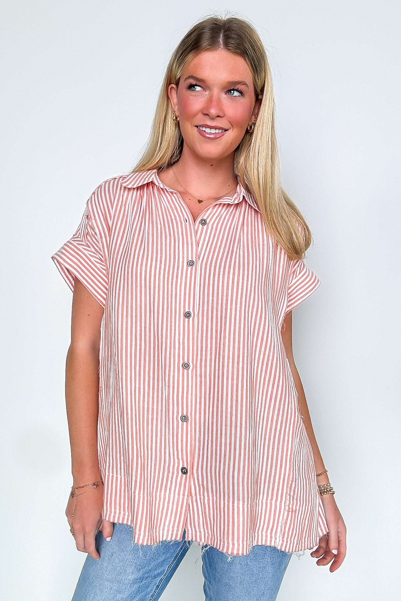 Savani Button Down Striped Top - Madison and Mallory