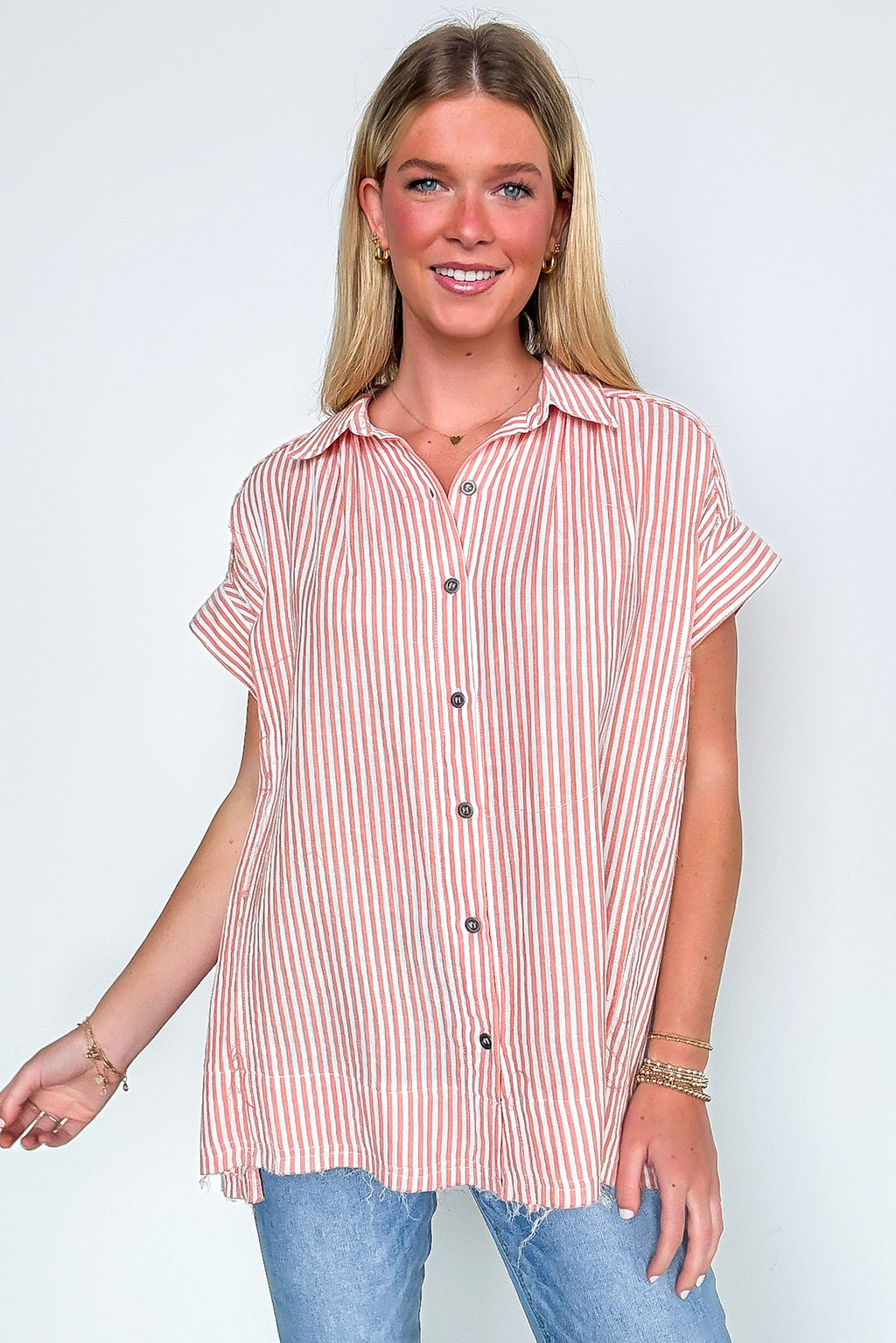 Savani Button Down Striped Top - Madison and Mallory