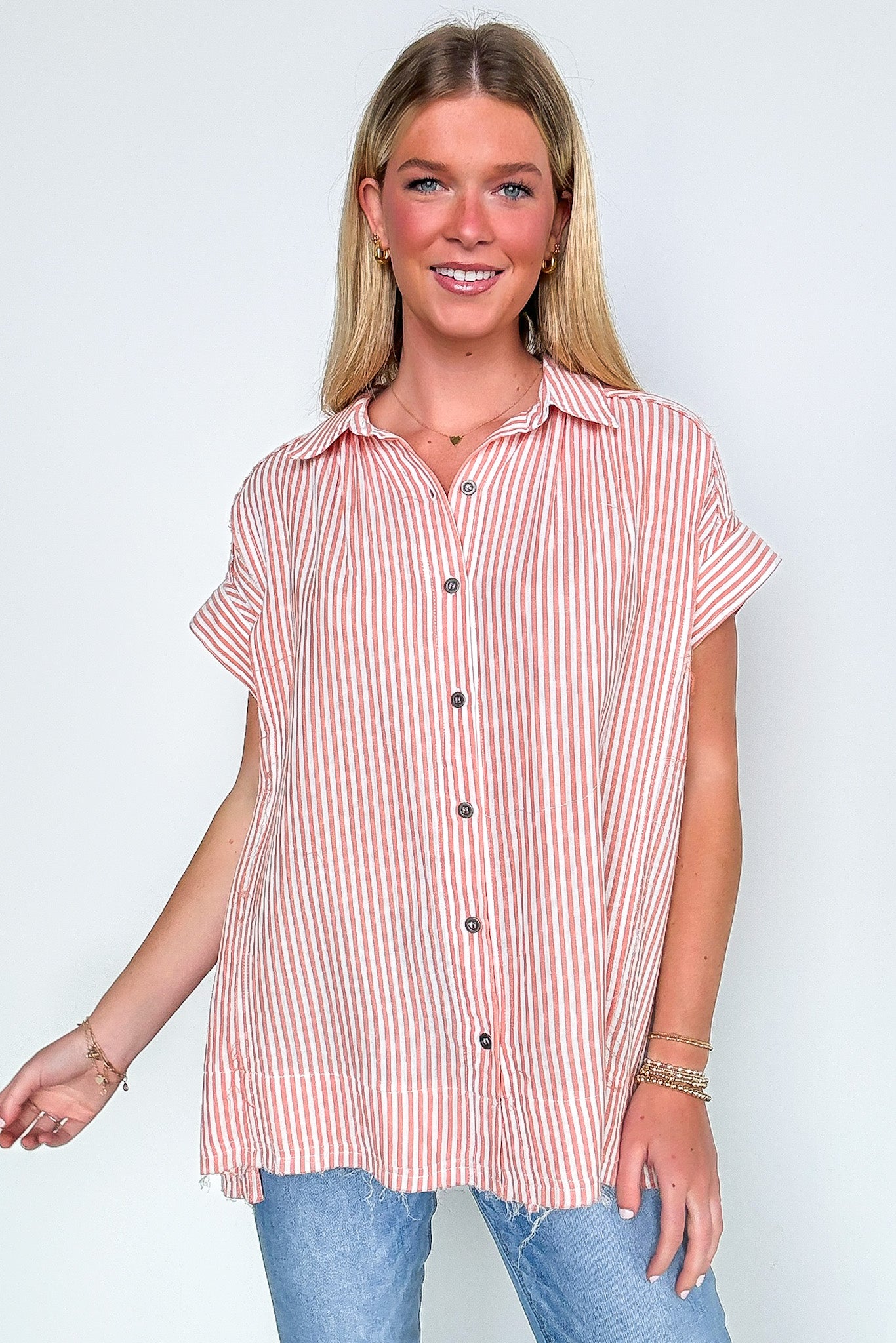 Savani Button Down Striped Top - Madison and Mallory