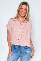 Savani Button Down Striped Top - Madison and Mallory