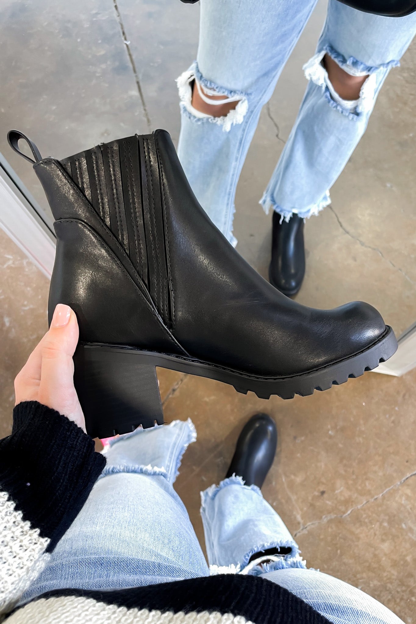 5.5 / Black Sayler Faux Leather Platform Chelsea Boots - Madison and Mallory