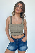 Olive / S Scarlette Seamed Contrast Tank Top - FINAL SALE - Madison and Mallory